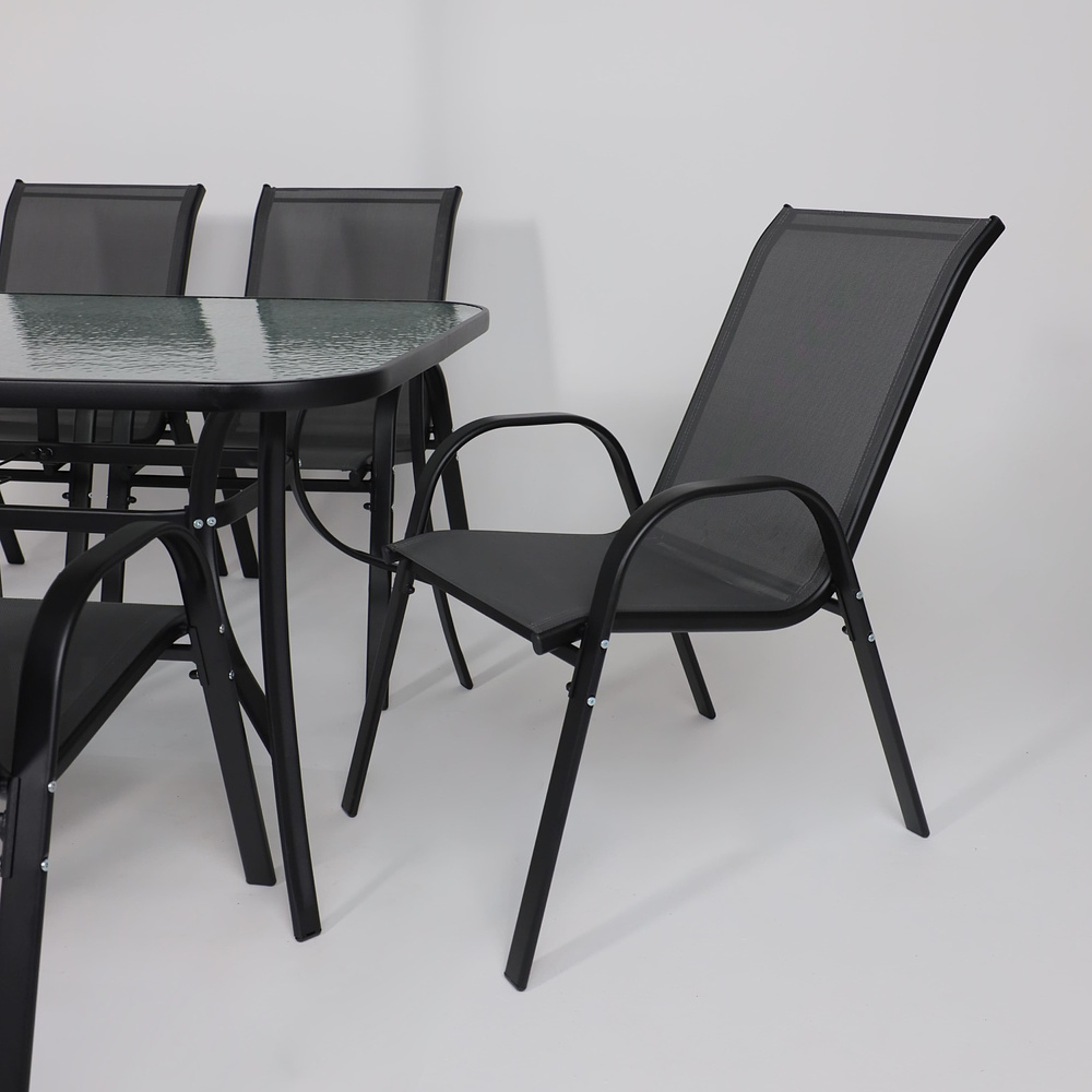 Комплект мебели садовой AksHome SUNBEAM (стол 1 шт, 6 кресел, зонт 1 шт), серый, черный - 15