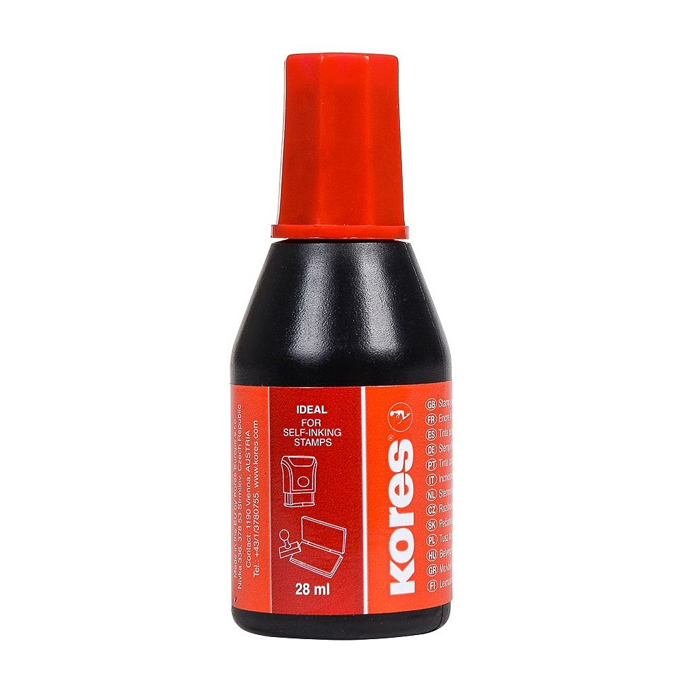Краска штемпельная "Kores", 28 мл, красный