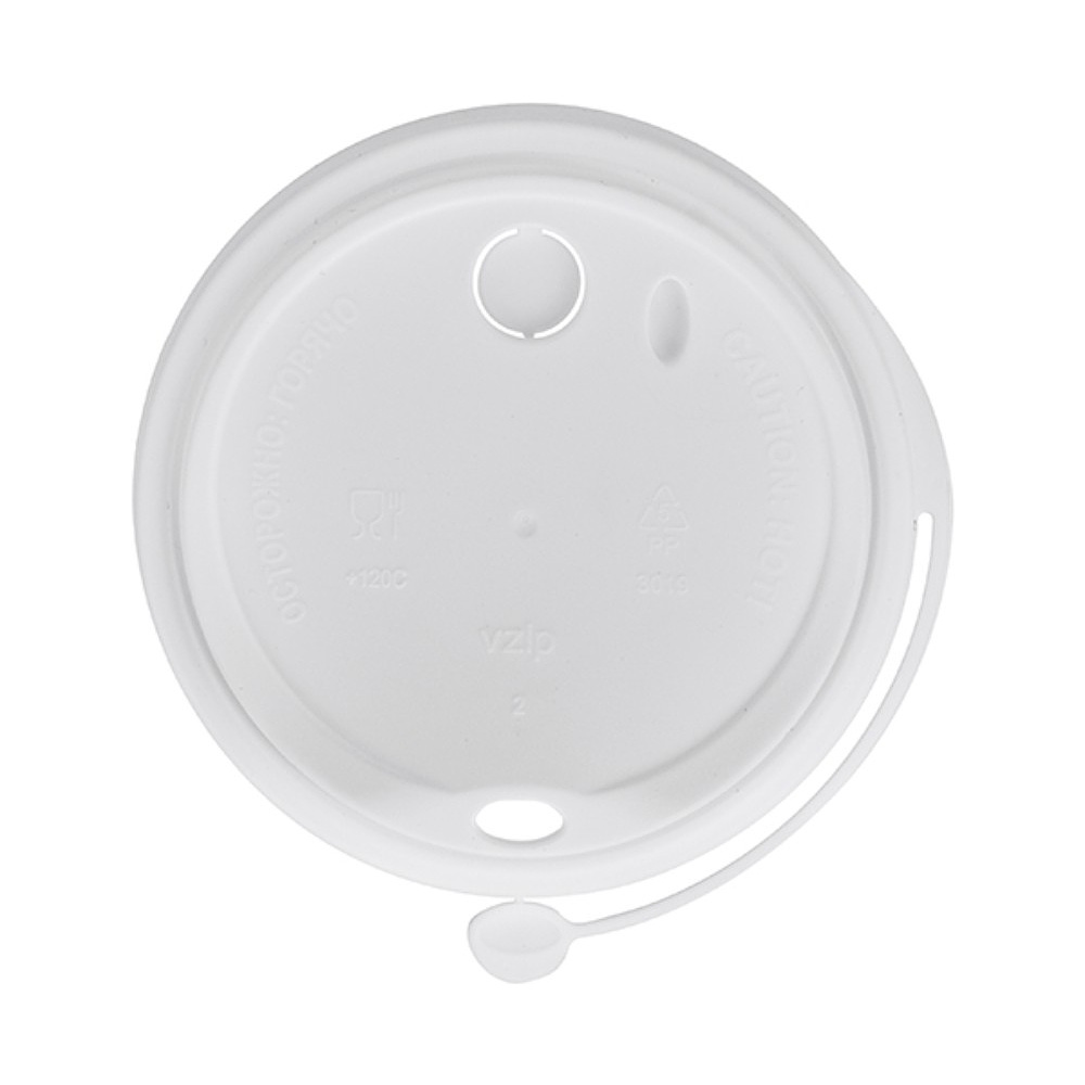 Крышка пластиковая для стаканов d=90 мм, для горячих напитков, 50 шт/упак, флип-топ, белый - 2