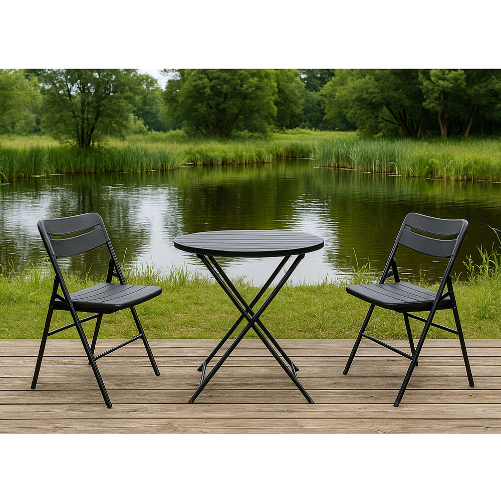 Стул складной, пластик, темно-серый - 4