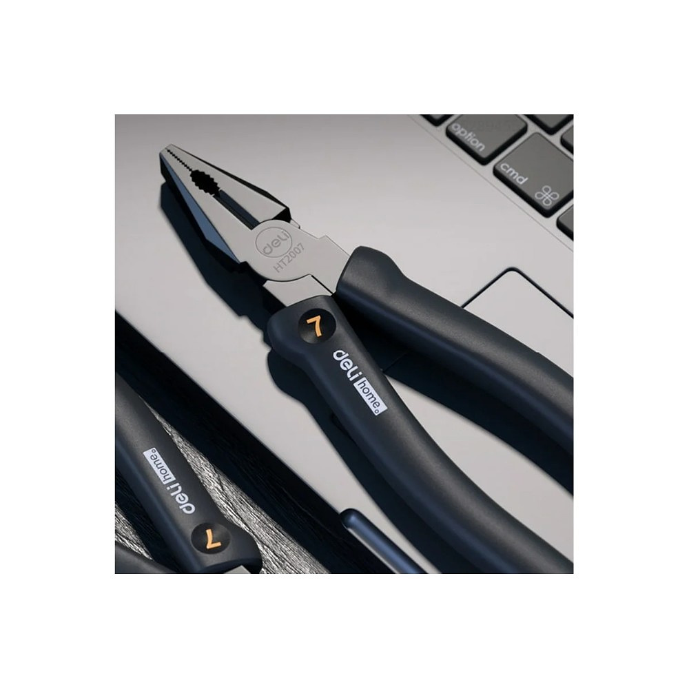 Длинногубцы Deli HS EHT2007, 180 мм, Soft Touch, черный - 6