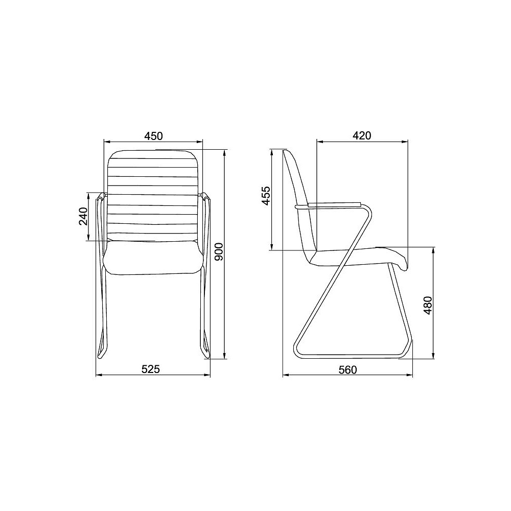 Кресло для посетителей SitUp TASK Chrome, экокожа черный - 3