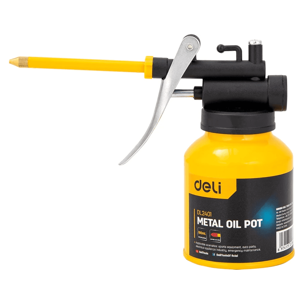Масленка для смазки стальная Deli YS EDL2401, 180 мл, медный носик, желтая