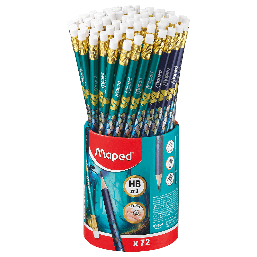 Карандаш простой "Dragon", HB, с ластиком, ассорти