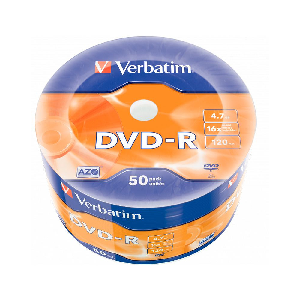 Диск Verbatim, DVD-R, 4.7 гб, пэт-упаковка, 50 шт - 2