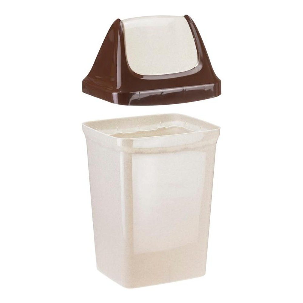 Урна для мусора 25л «СВИНГ», пластик, с крышкой, бежевый мрамор - 6