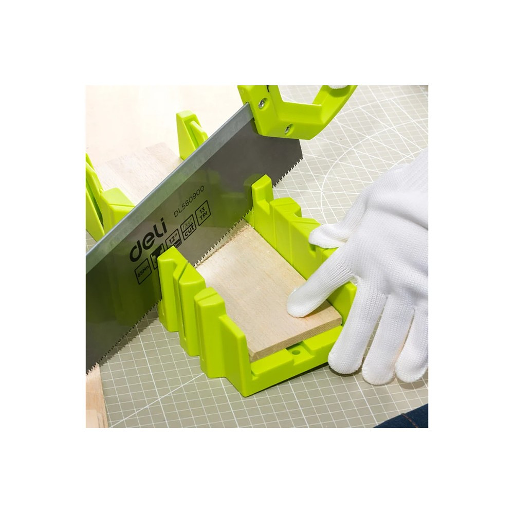 Стусло с ножовкой Deli GS EDL580900, 22.5°/45°/90°, 13 TPI, 300 мм, черный, зеленый - 18