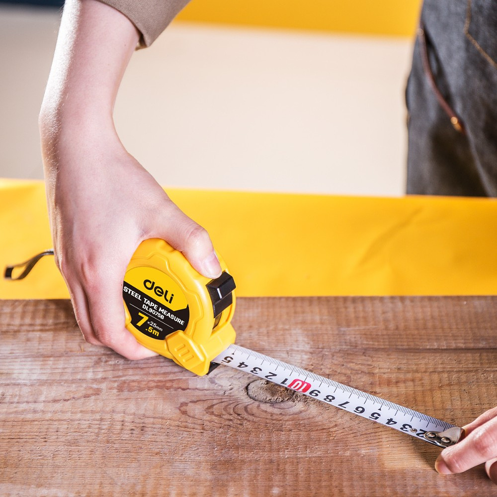 Рулетка Deli YS EDL9075B, 7.5 м х 25 мм, желтый - 7