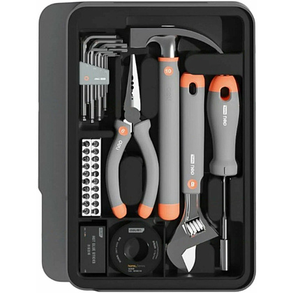 Набор ручного инструмента Deli HS H1001-ADE, 15 предметов, бокс, Soft Touch, оранжевый