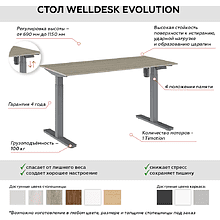 Комплект WellDesk Evolution (регулируемый по высоте каркас арт. 9022018 и столешница арт. 9031916)