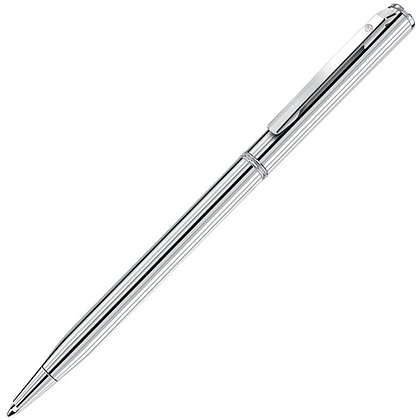 Ручка шариковая автоматическая "Slim Silver", 1.0 мм, серебристый, стерж. синий