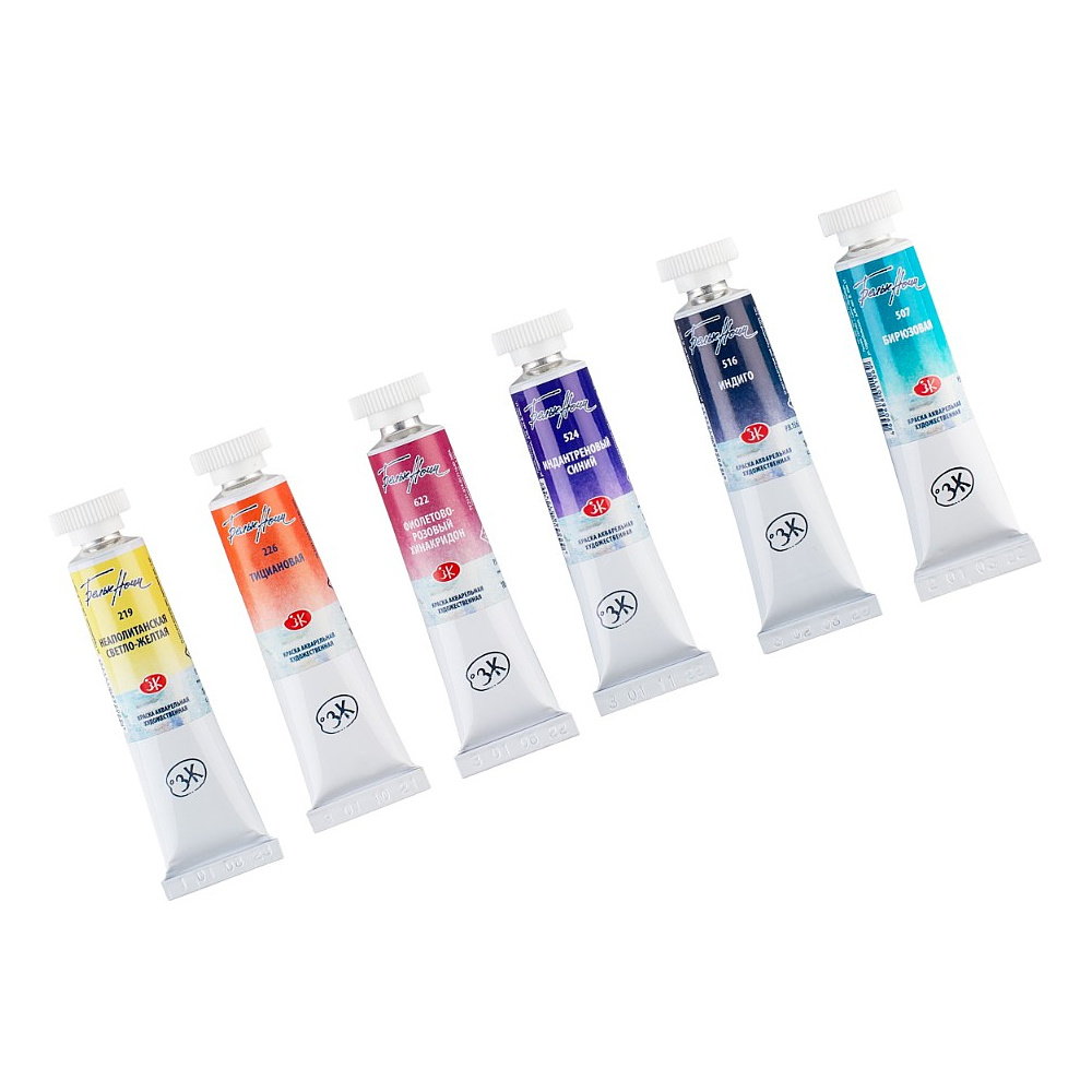 Краски акварельные "Белые ночи полночь закат", набор 6 цветов, тубы - 6