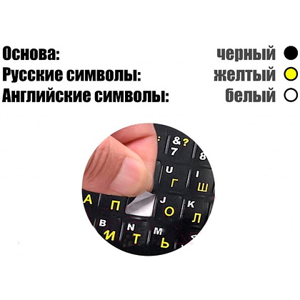 Наклейки для клавиатуры "Gembird Jet Stiker 2", черный, желтые буквы - 2