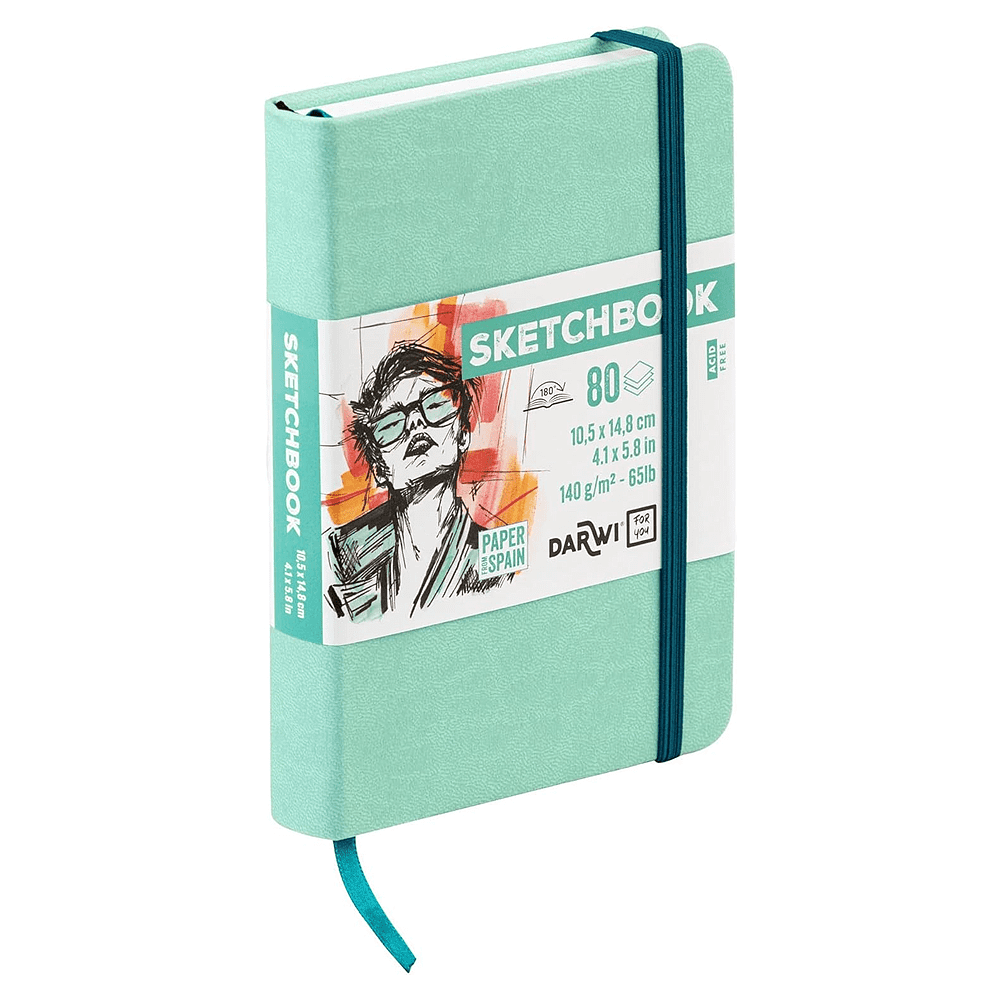 Скетчбук "Darwi", 10.5х14.8 см, 140 г/м2, 80 листов, мятный - 2