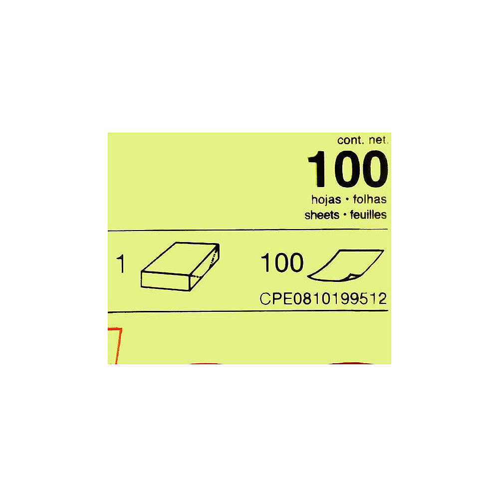 Бумага для записей на клейкой основе "Kores", 75x75 мм, 100 листов, желтый неон - 4