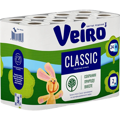 Бумага туалетная "Veiro Classic", 2 слоя, 24 рулона - 2