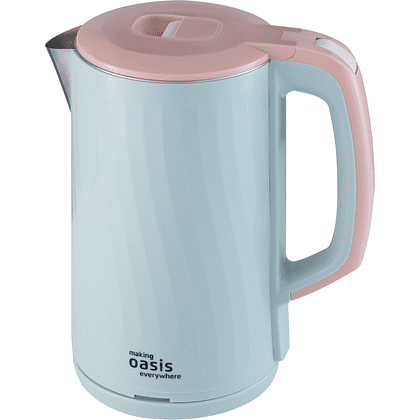 Электрочайник Oasis K-13PM, пластик, мятный, розовый