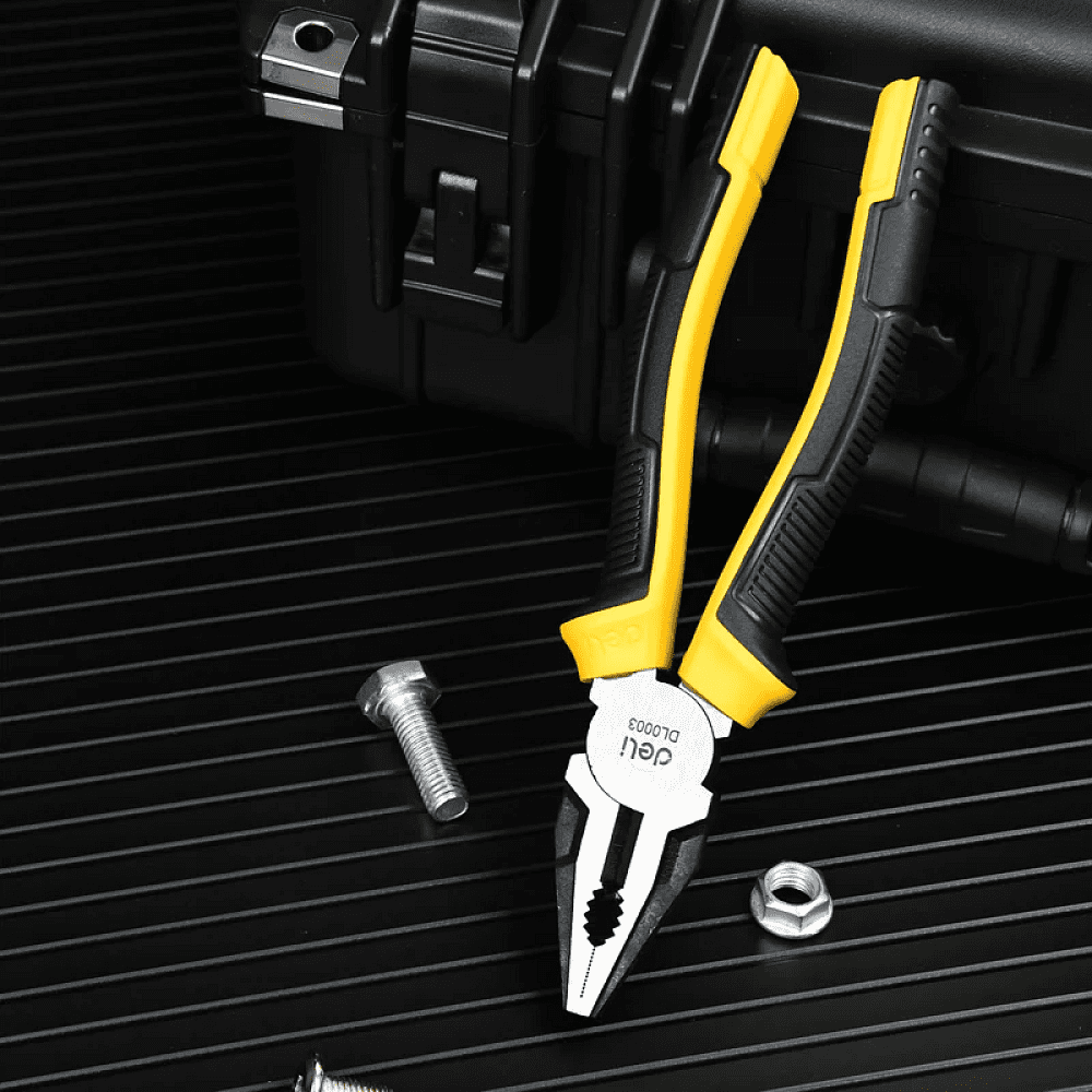 Плоскогубцы Deli YS EDL0003, 200 мм, 2-х компонентные рукоятки - 6