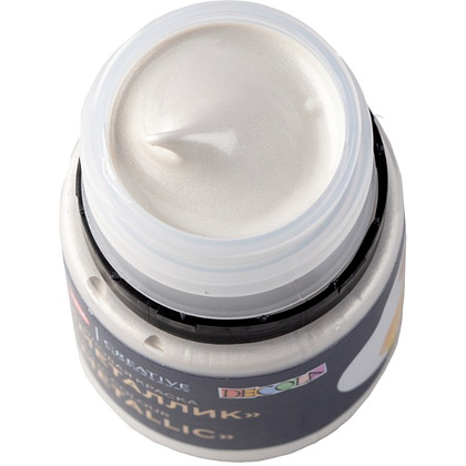 Краска акриловая металлик "Декола", 961 светлое серебро, 20 мл., банка - 4