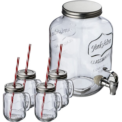 Набор посуды "Acapulco": диспенсер и 4 стакана, стекло, прозрачный