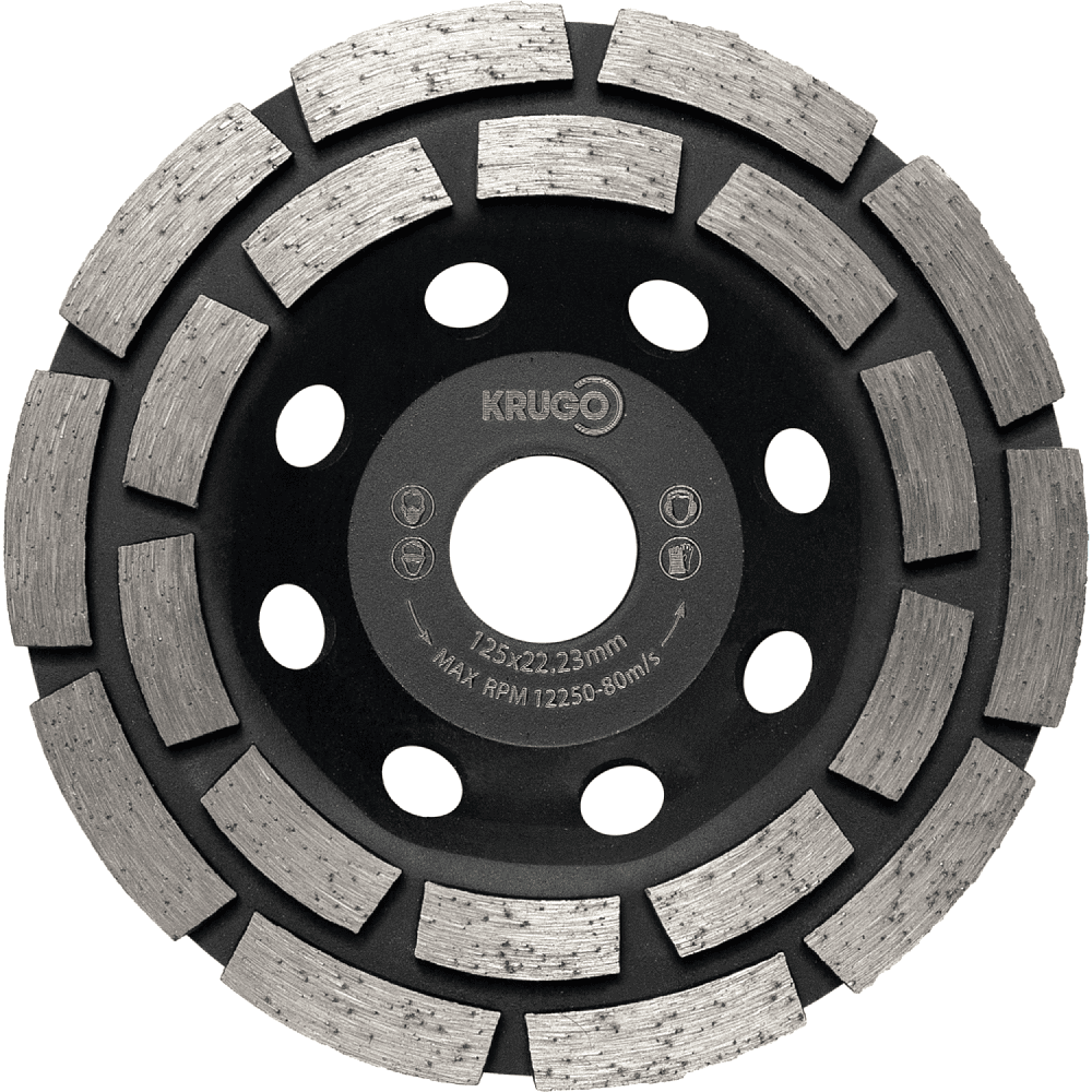 Чашка алмазная по бетону Krugo, 125x22.23 мм, двухрядная