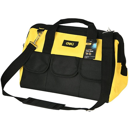 Сумка для инструментов Deli YS EDL430016, 360х180х250 мм, ткань Oxford, черный, желтый