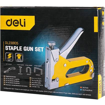 Набор механический степлер и скоборасшиватель Deli YS EDL238105, 3-в-1+ комплект скоб, кейс - 13