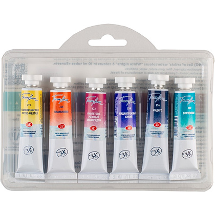 Краски акварельные "Белые ночи полночь закат", набор 6 цветов, тубы - 4