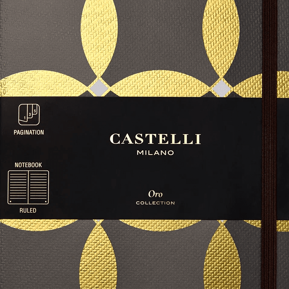 Блокнот Castelli Milano "Oro Circles", А5, 120 листов, линейка, серый, золотистый - 9