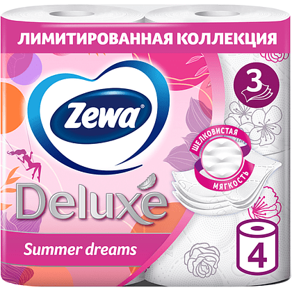Бумага туалетная "Zewa Deluxe", 3 слоя, 4 рулона - 3