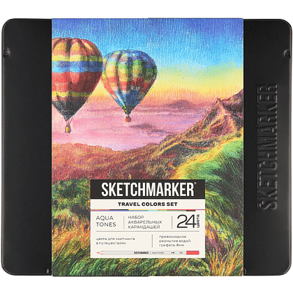 Цветные карандаши акварельные "Sketchmarker Путешествия", 24 цвета, жестяной пенал