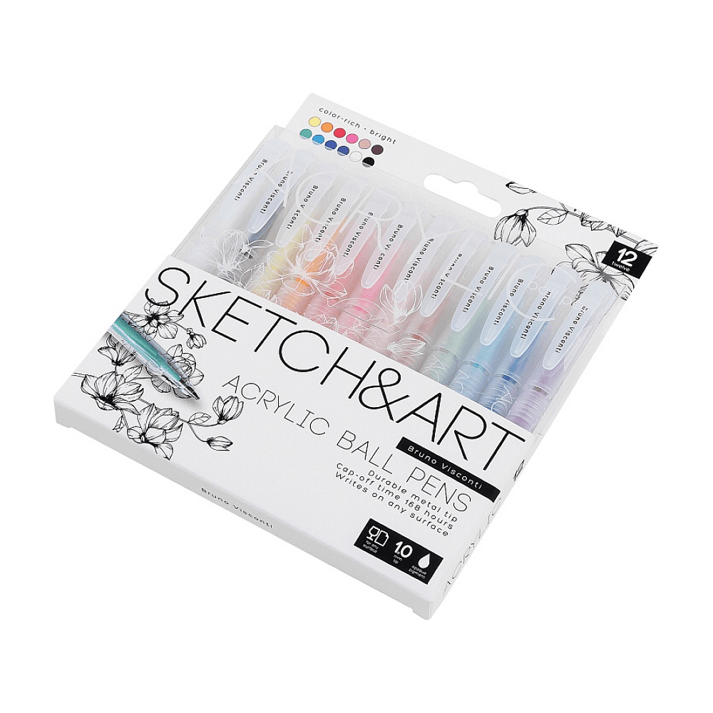 Набор ручек акриловых "Sketch&Art", 1 мм, 12 шт, ассорти - 2