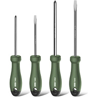 Набор отверток Deli HS HT1004L, 4 шт. ( PH1х100,PH2х150,SL5х100,SL6х150), Soft Touch, зеленый