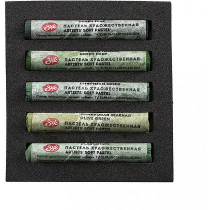 Пастель мягкая "Мастер Класс зеленые оттенки", набор 5 цветов - 4
