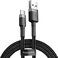 Кабель Baseus CATKLF-CG1, USB to Type-C, 2 м, Gray+Black