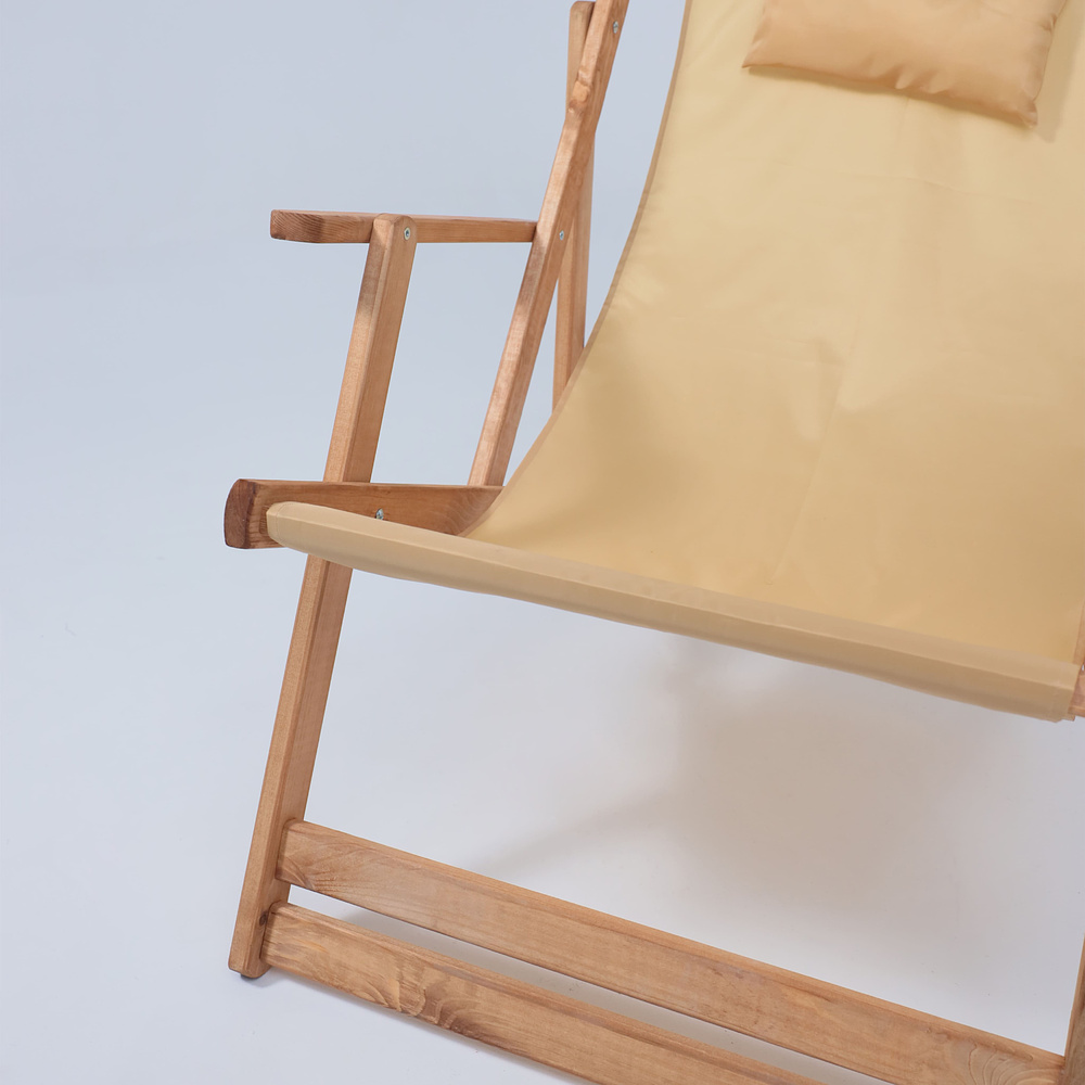 Кресло-шезлонг DYATEL с подлокотниками, ткань, бежевый, массив сосны - 8