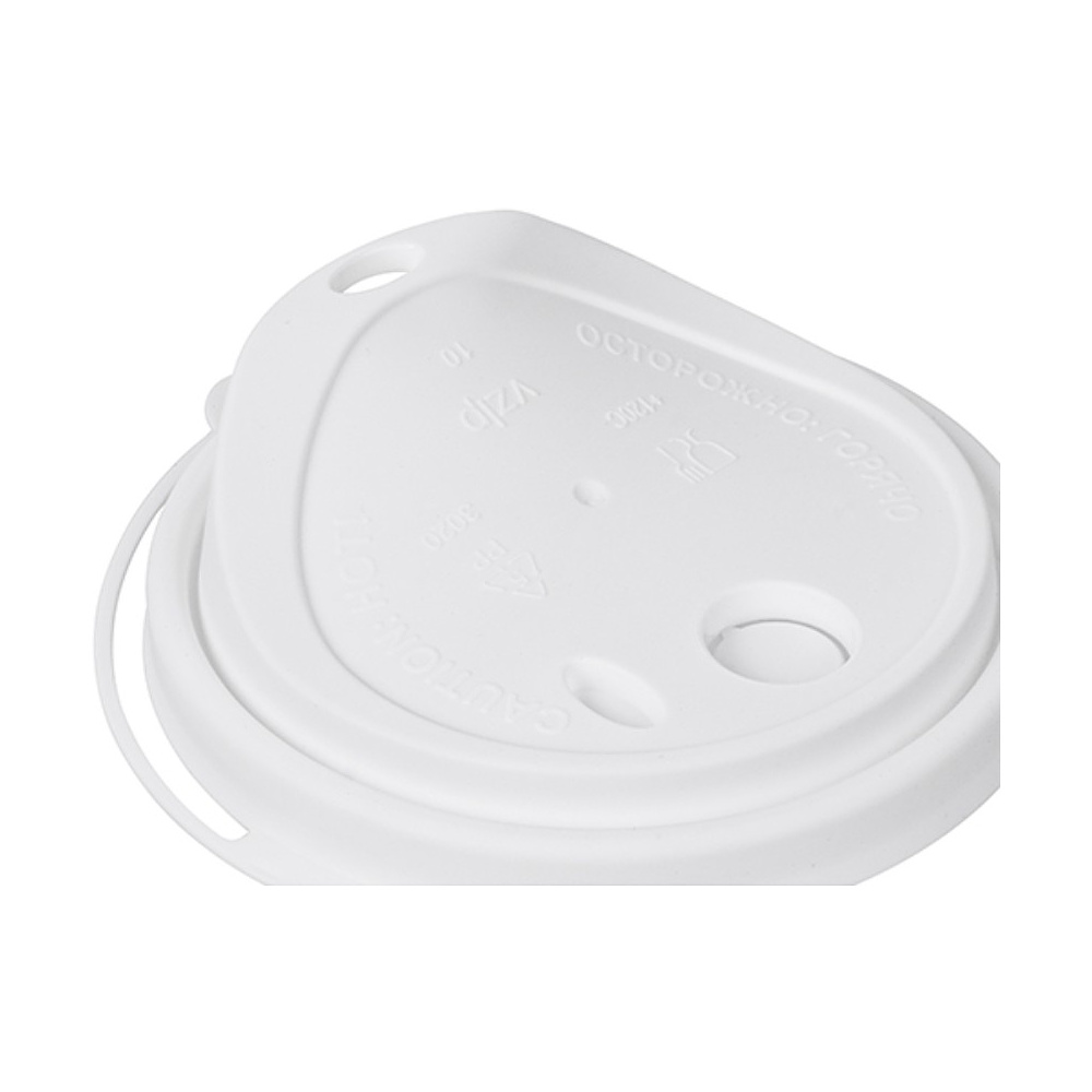 Крышка пластиковая для стаканов d=80 мм, для горячих напитков, 50 шт/упак, флип-топ, белый - 3