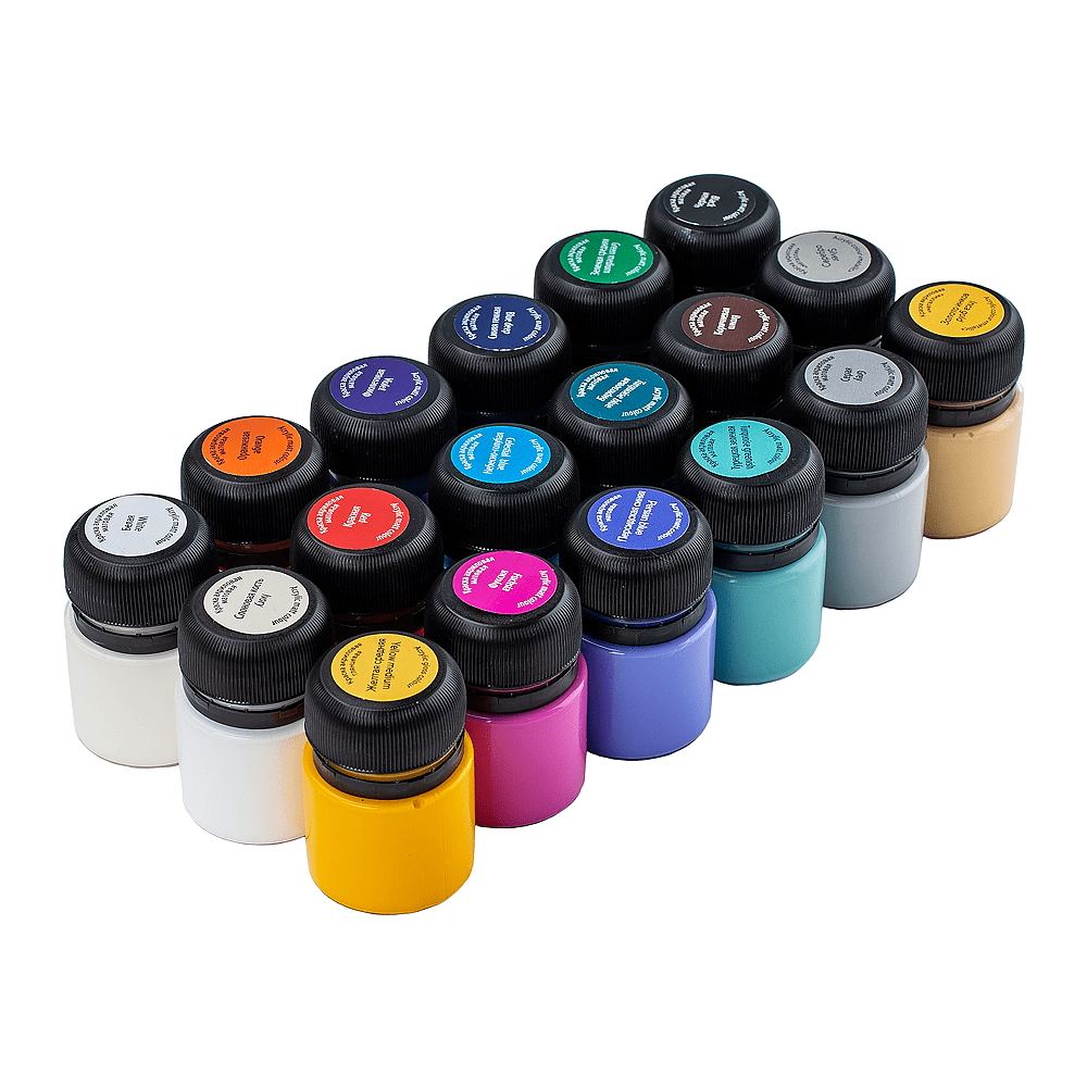 Краска акриловая матовая "Декола", набор 18 цветов, 20 мл, банки - 9