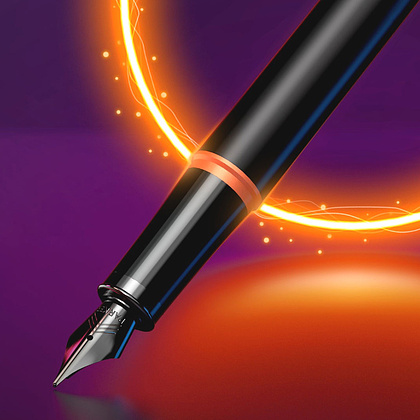 Ручка перьевая Parker "IM Vibrant Rings F315", M, черный, оранжевый, патрон синий - 7