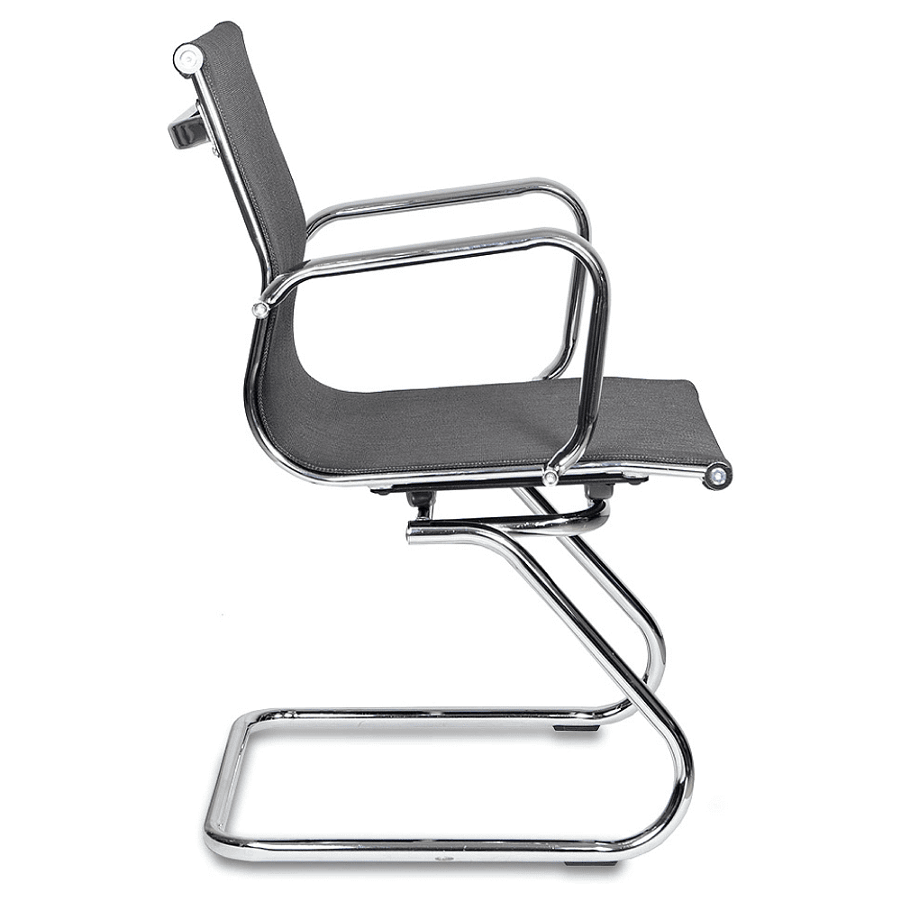 Кресло на полозьях "Бюрократ Ch-993-Low-V", сетка, черный, металл хром - 4