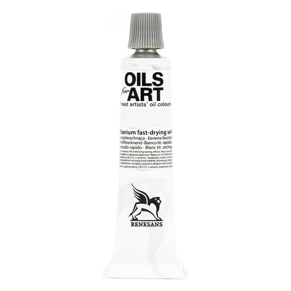 Краски масляные Renesans "Oils for art", 52 белила быстросохнущие, 20 мл, туба