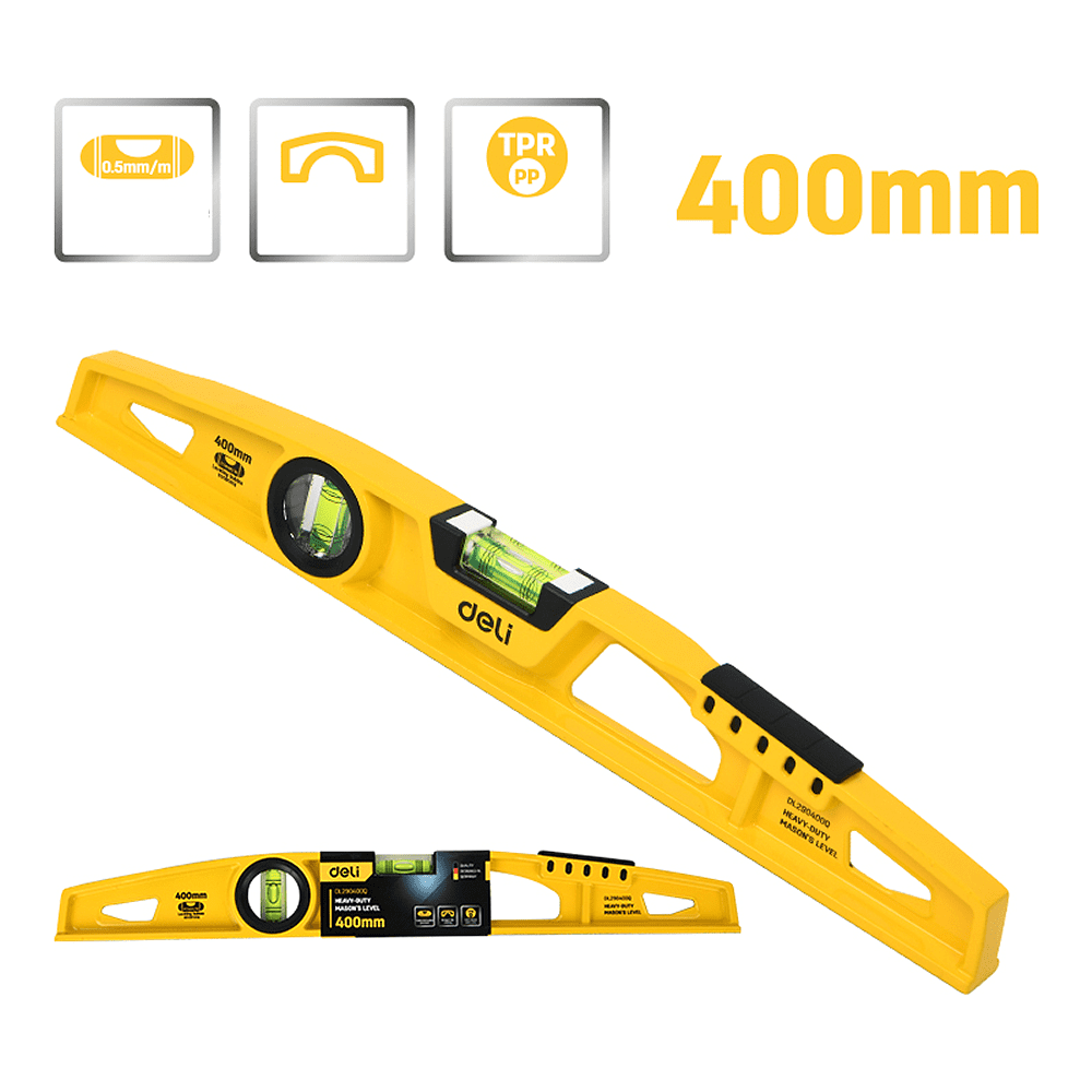 Уровень строительный  Deli YS EDL290400Q, литой, 400 мм, с двойным обзором, пузырьковый - 5