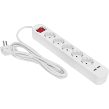 Удлинитель "Standard", 5 розеток, 2 USB, 16А, 3 м, белый