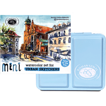 Краски акварельные "Aquarius. Mini Urban Sketcher set", 8 цветов, полукюветы, коробка, голубая