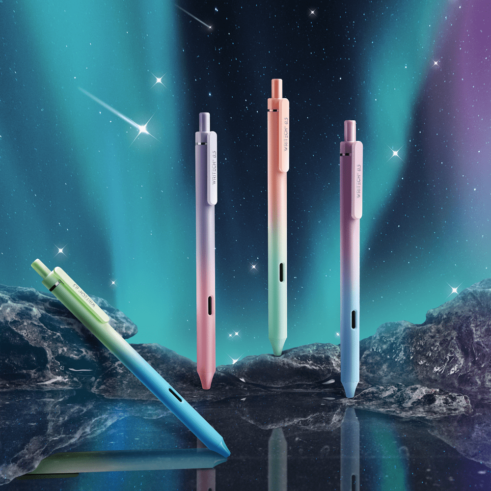 Ручка гелевая "Ombre", 0.7 мм, розовый, зеленый, стерж. синий - 3