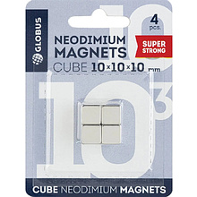 Кнопки магнитные "Куб", 10x10 мм, 4 шт., для досок, серебристый