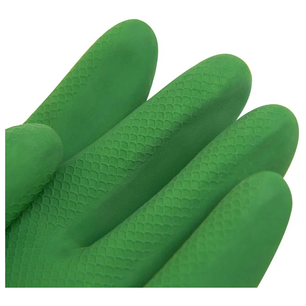 Перчатки латексные хозяйственные Zaubex БИКОЛОР, усиленные, р-р L, зеленый, желтый - 3