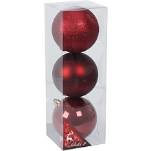 Шар елочный "41889", 15 см, пластик, ассорти, 3шт/уп.