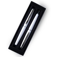 Набор ручек "Eternity": ручка шариковая автоматическая и роллер, белый, серебристый