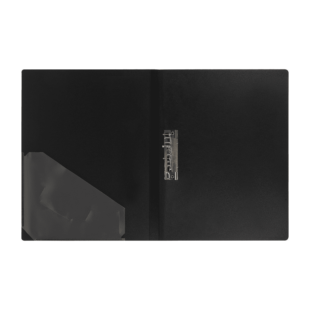 Папка В-611 "Стандарт" с зажимом и карманом, пластик , черный - 2